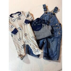 Carters Baby Gap Boy 3-6 Month Clothing Lot 4pc Overalls Sleeper Shirt Bodysuit